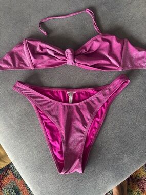 BCBGeneration Shimmer Fuchsia Bandeau Bikini Set